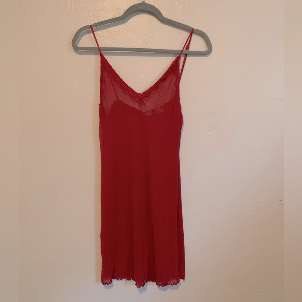 Playboy 100% silk red lingerie sheer nightgown